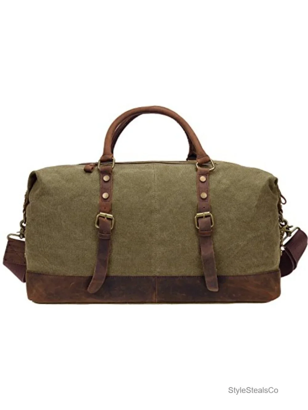 Military Canvas Leather Large Tote Duffle Bag Carry On Luggage Weekend Handbag
